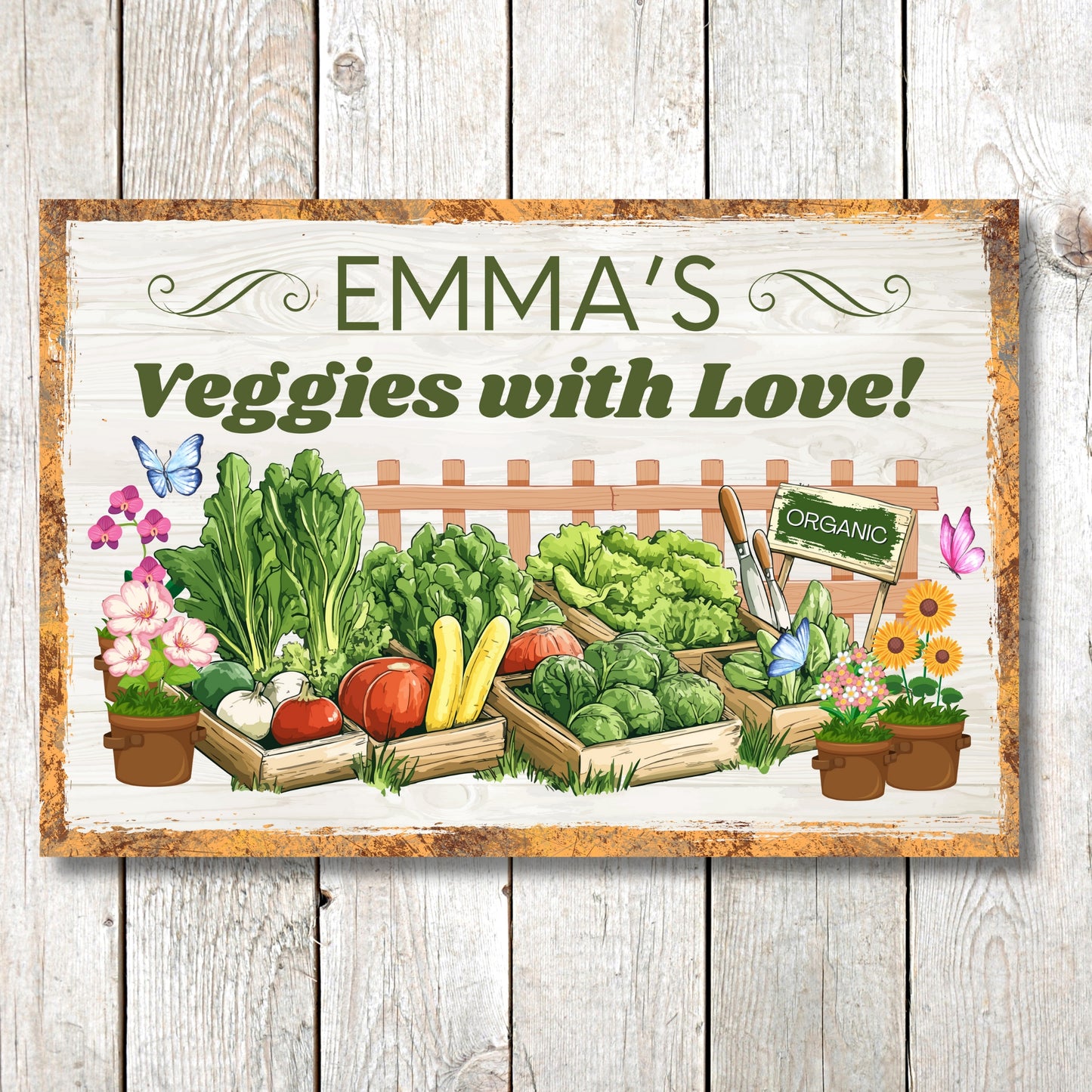 Veggies With Love - High Gloss Metal Wall Art - Personalized