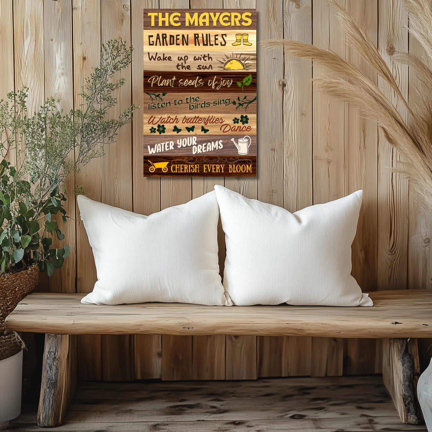 Garden Rules - High Gloss Metal wall Art - Personalized