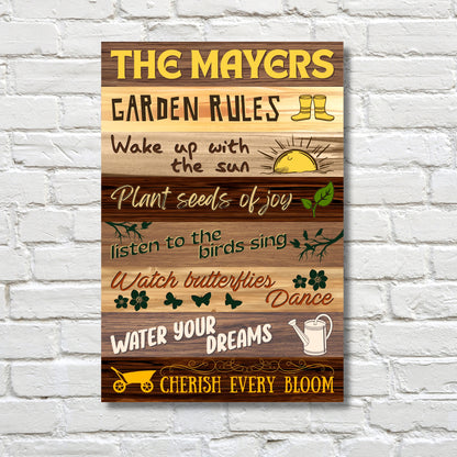 Garden Rules - High Gloss Metal wall Art - Personalized