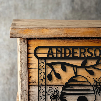 Bees - Die-Cut Metal Sign - Personalized