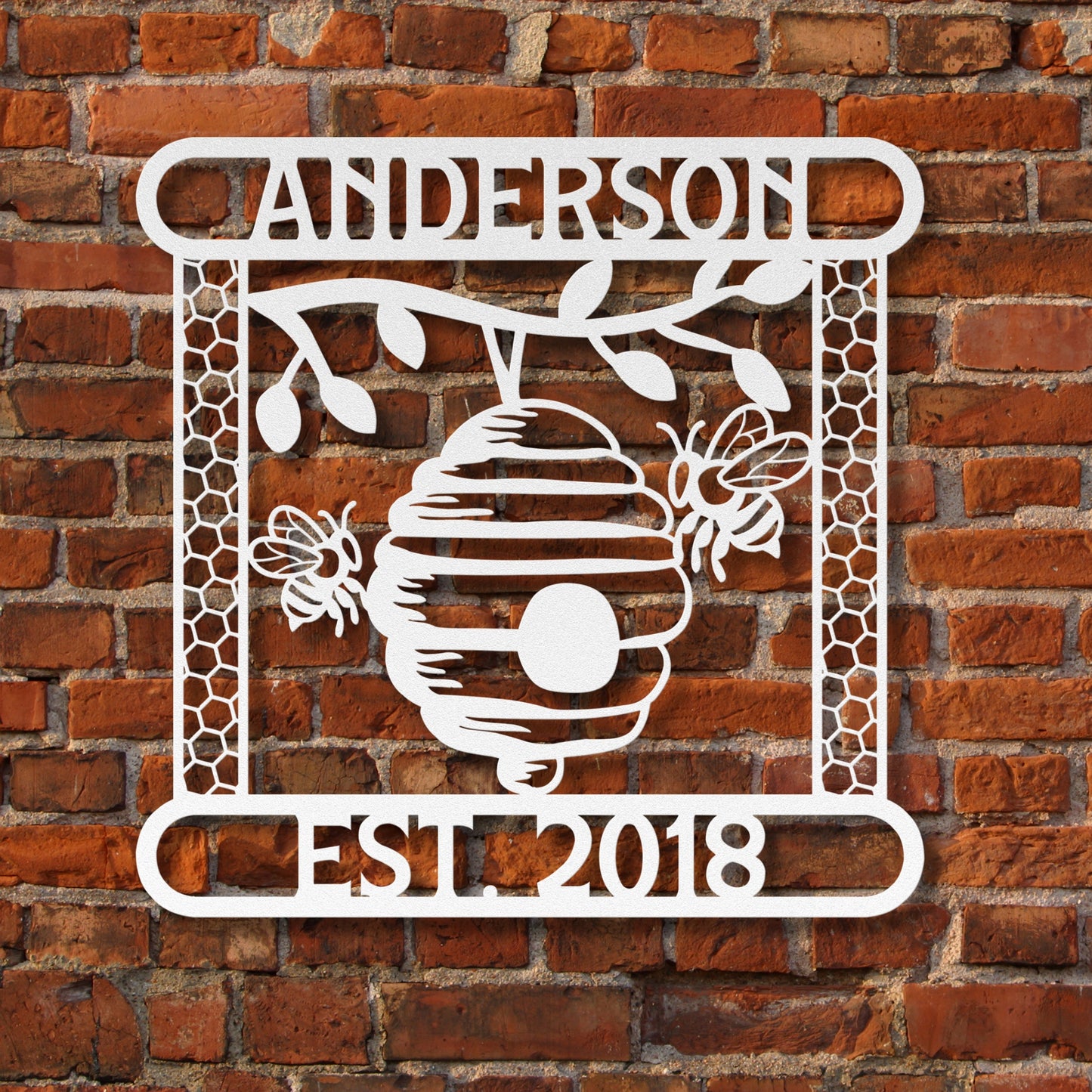 Bees - Die-Cut Metal Sign - Personalized