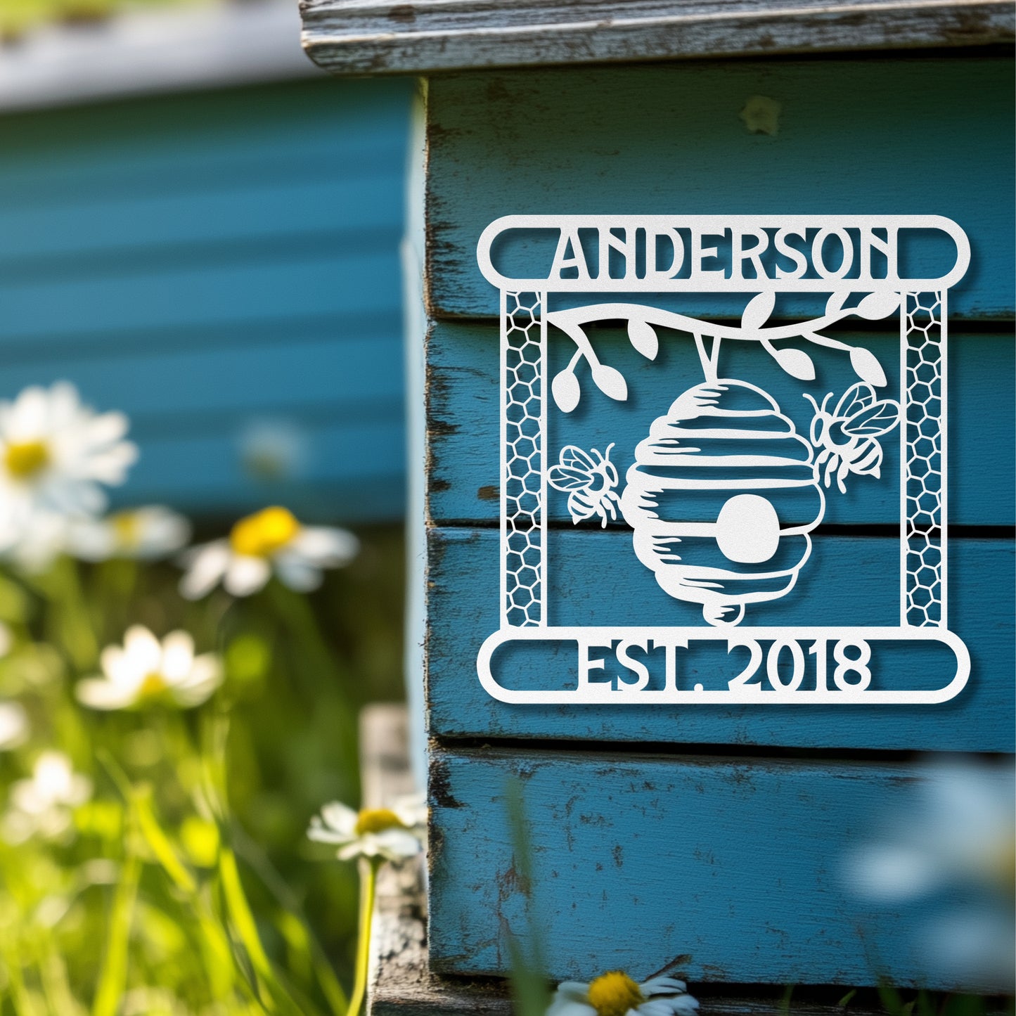 Bees - Die-Cut Metal Sign - Personalized