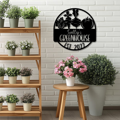Greenhouse -  Die-Cut Metal Sign - Personalized
