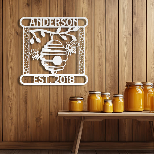 Bees - Die-Cut Metal Sign - Personalized