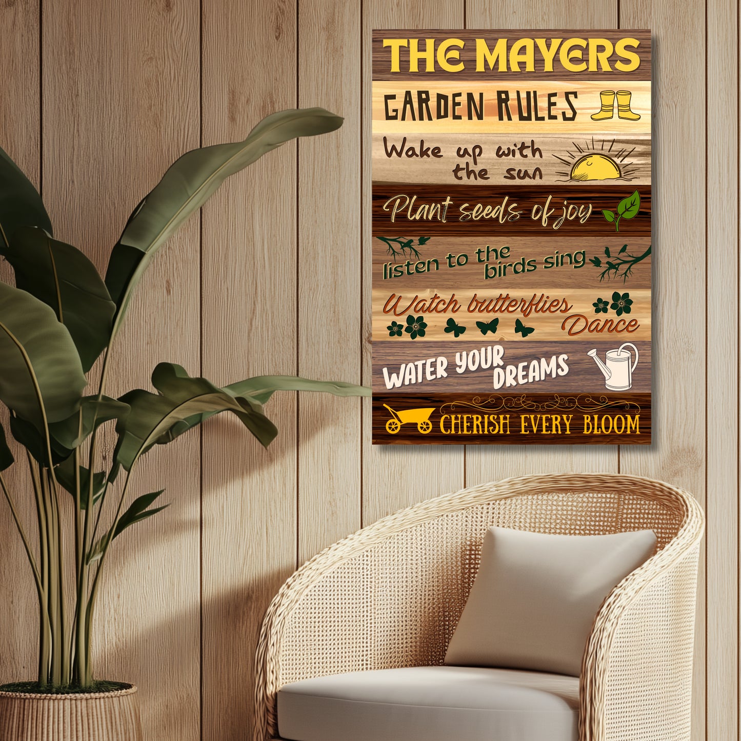 Garden Rules - High Gloss Metal wall Art - Personalized