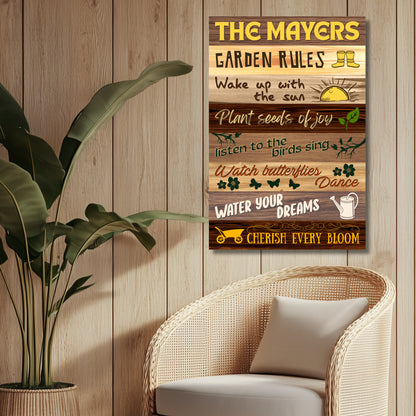 Garden Rules - High Gloss Metal wall Art - Personalized