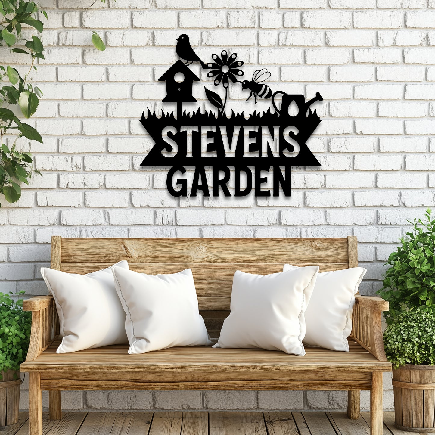 Garden - Die-Cut Metal Sign - Personalized