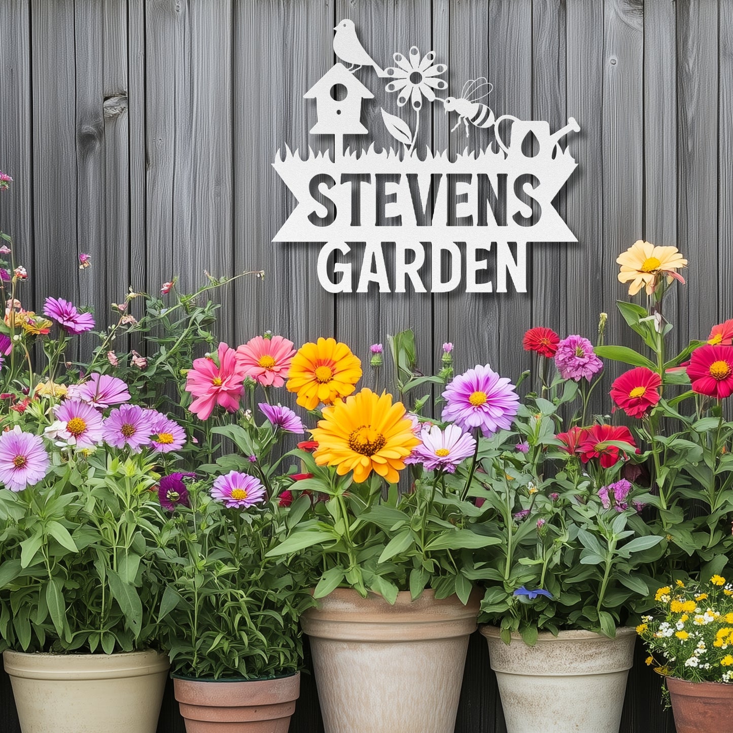 Garden - Die-Cut Metal Sign - Personalized